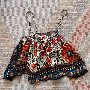 Anthropologie FARM Rio Adjustable Strap Printed Cropped Top- Size Medium